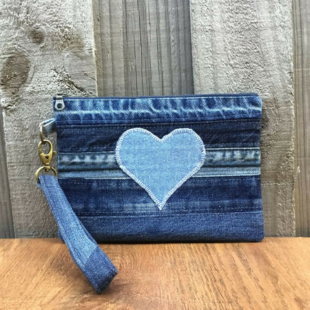 Upcycled Denim Wristlet Purse