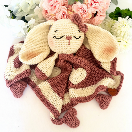 Bunny Baby Snuggle Blanket, Handmade Crochet Lovey Blanket