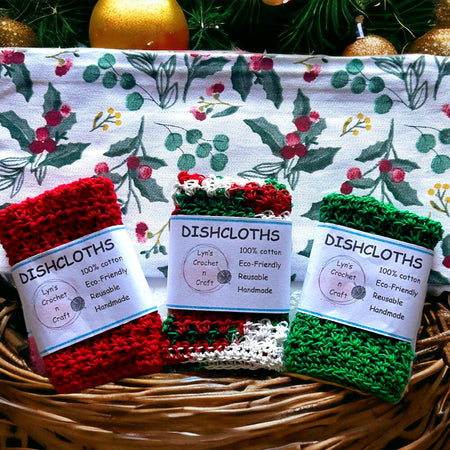 Eco-friendly Crochet Dishcloths - Great Christmas Colours to bright your kitchen