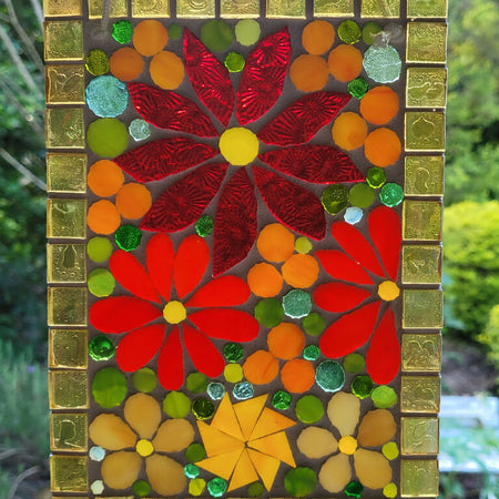 Glorious Colourful Stained Glass Mosaic Flowery Suncatcher