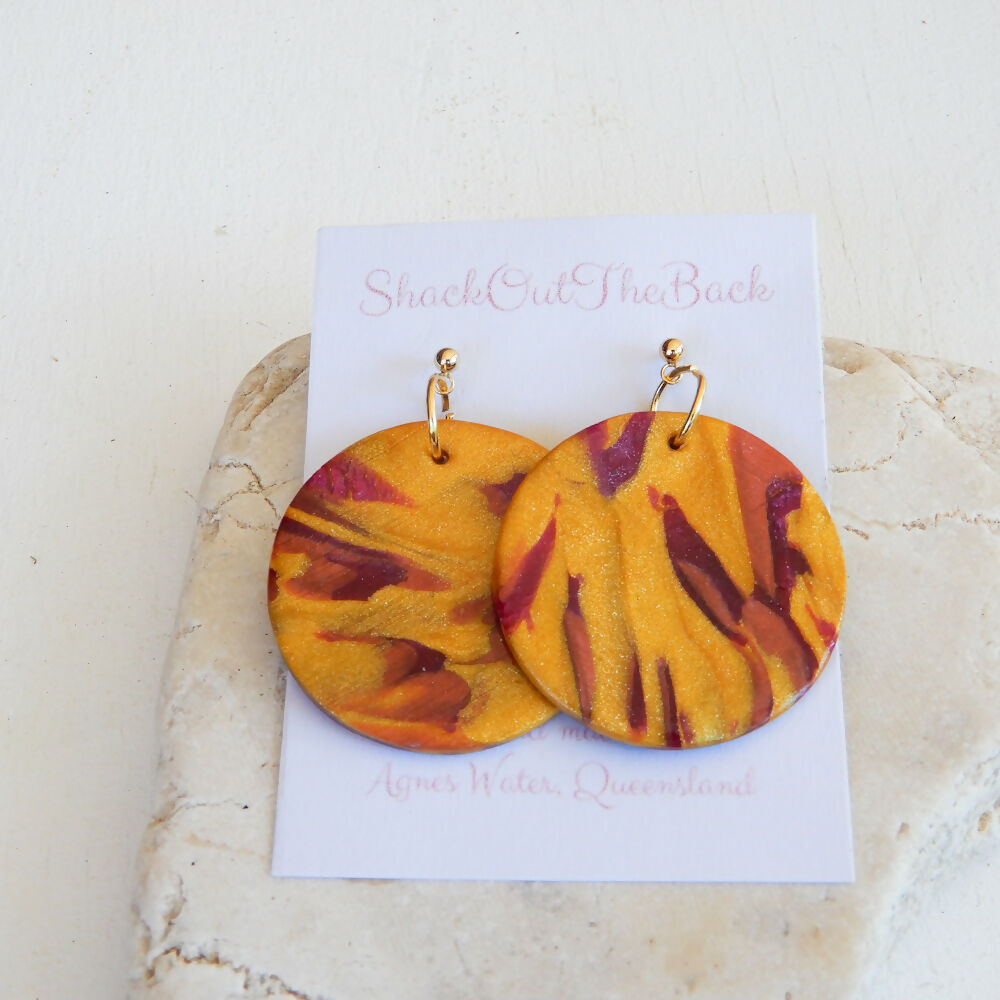 Metallic Polymer Clay Earrings Collection "Crimson Gold"