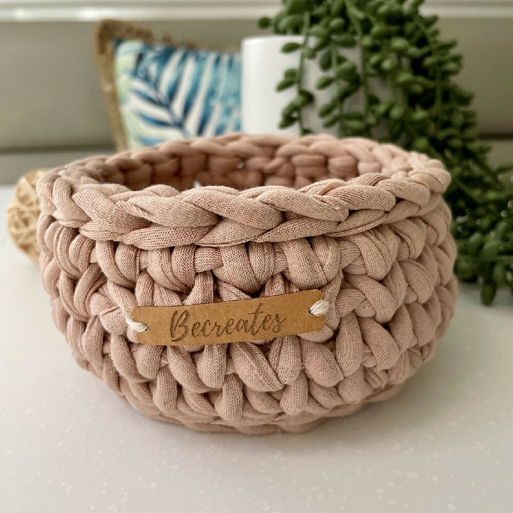 Crochet handmade basket | Blush Beige | Mini 4