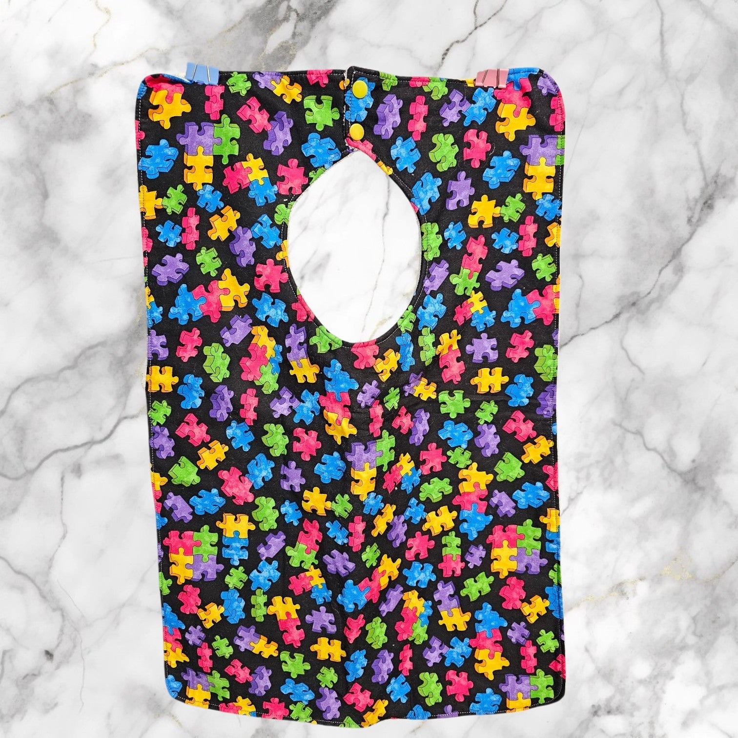 Adult / Special Needs Bib – Clothing Protector -Puzzle pieces