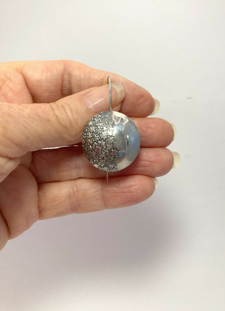 Silver star disc earrings