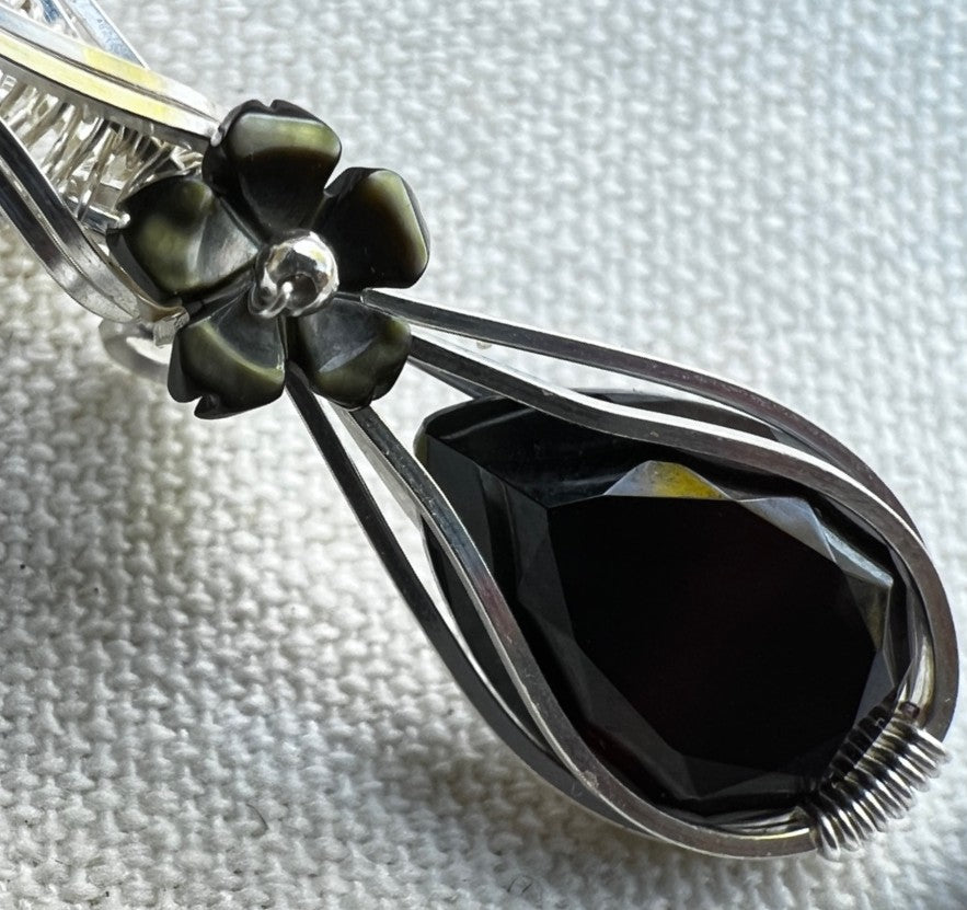 Handmade Wire-wrapped Onyx Necklace - Mother's Day Mini Pendant