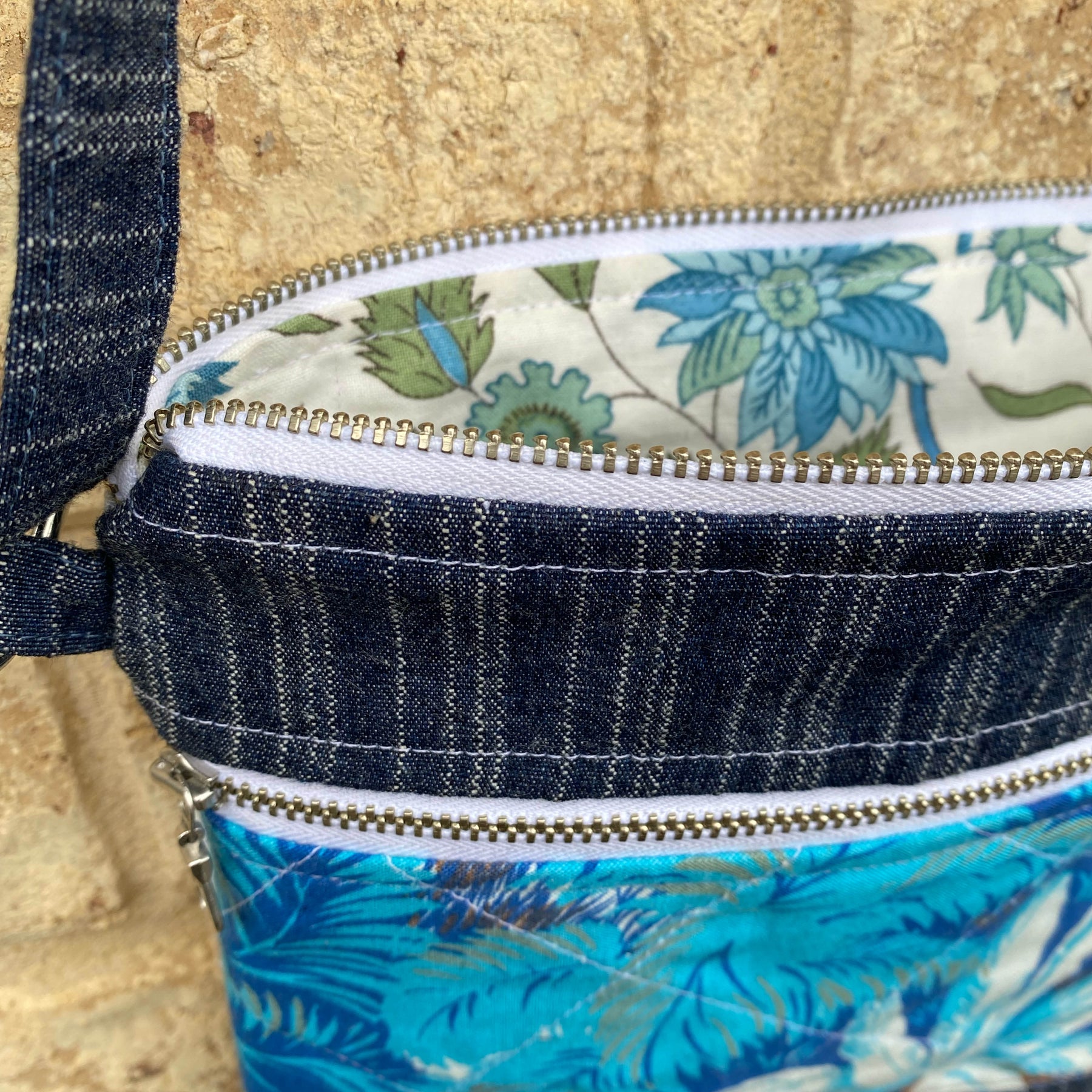 Hawaiian Star Handmade Crossbody Bag Upcycled Vintage Fabrics & Denim