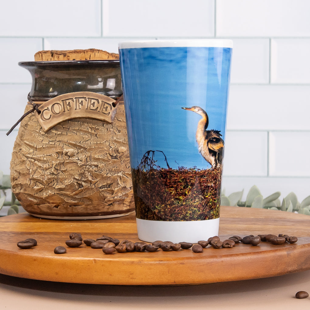 Water Scenes - Latte / Coffee Mugs - Beachscape, Australasian Darter
