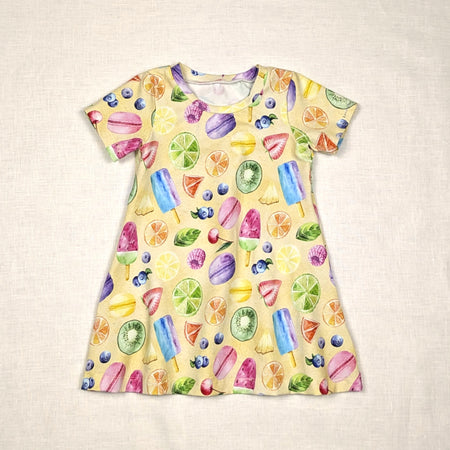 Handmade Twirly Dress for active kids | Summer Fruits Collection | sizes 2-5