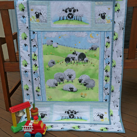 Sheep cot or play/tummy time quilt, cotton, Handmade FREE POST