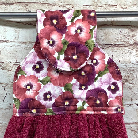 Garden flowers hanging hand towel with fabric and loop top. 4 Designs