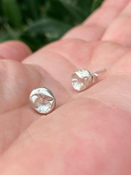 Tidal Pool Stud Earrings | Handmade Sterling Silver Organic Studs