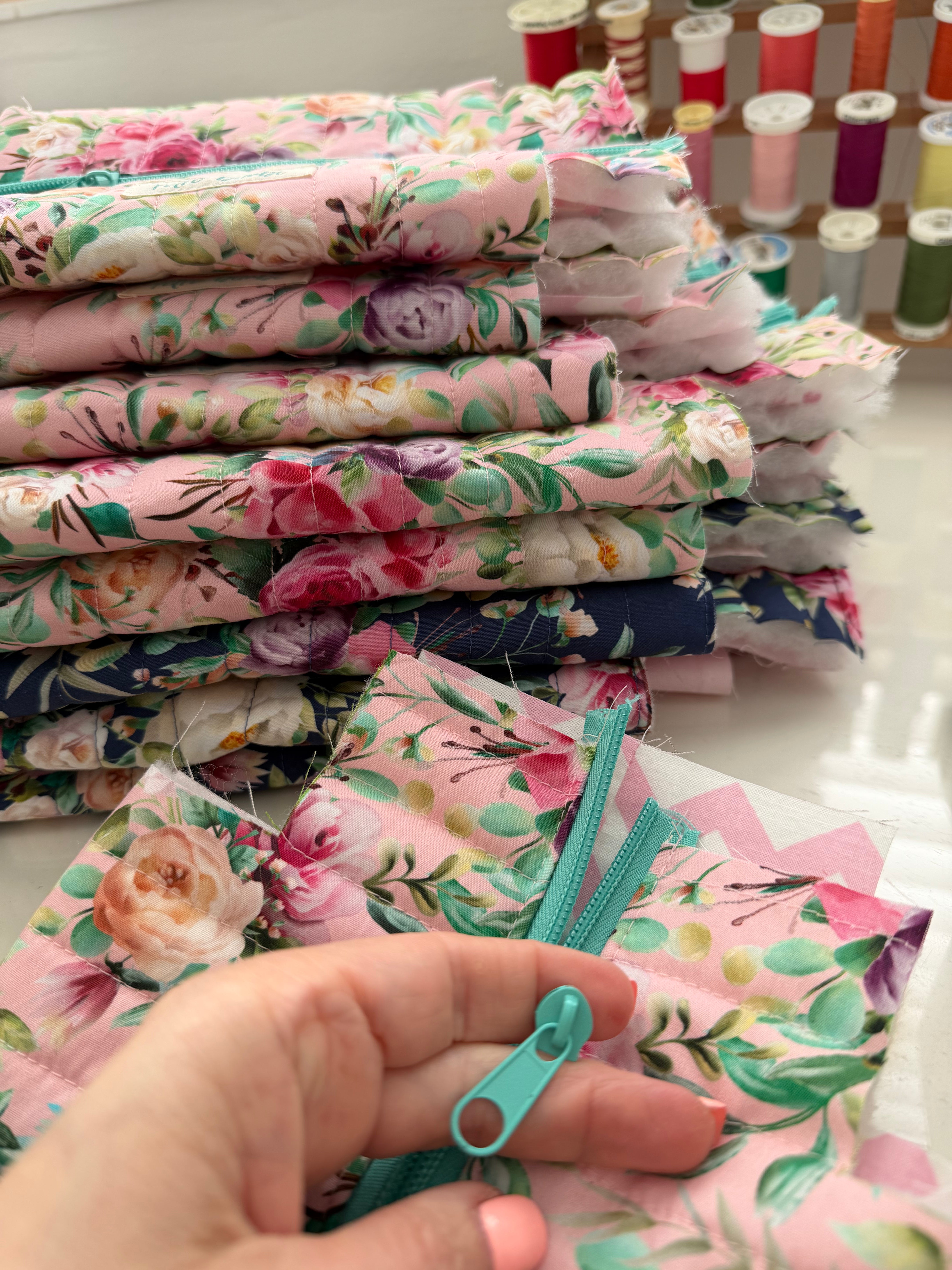 Floral Boxy Zipper Pouch - Pink Floral