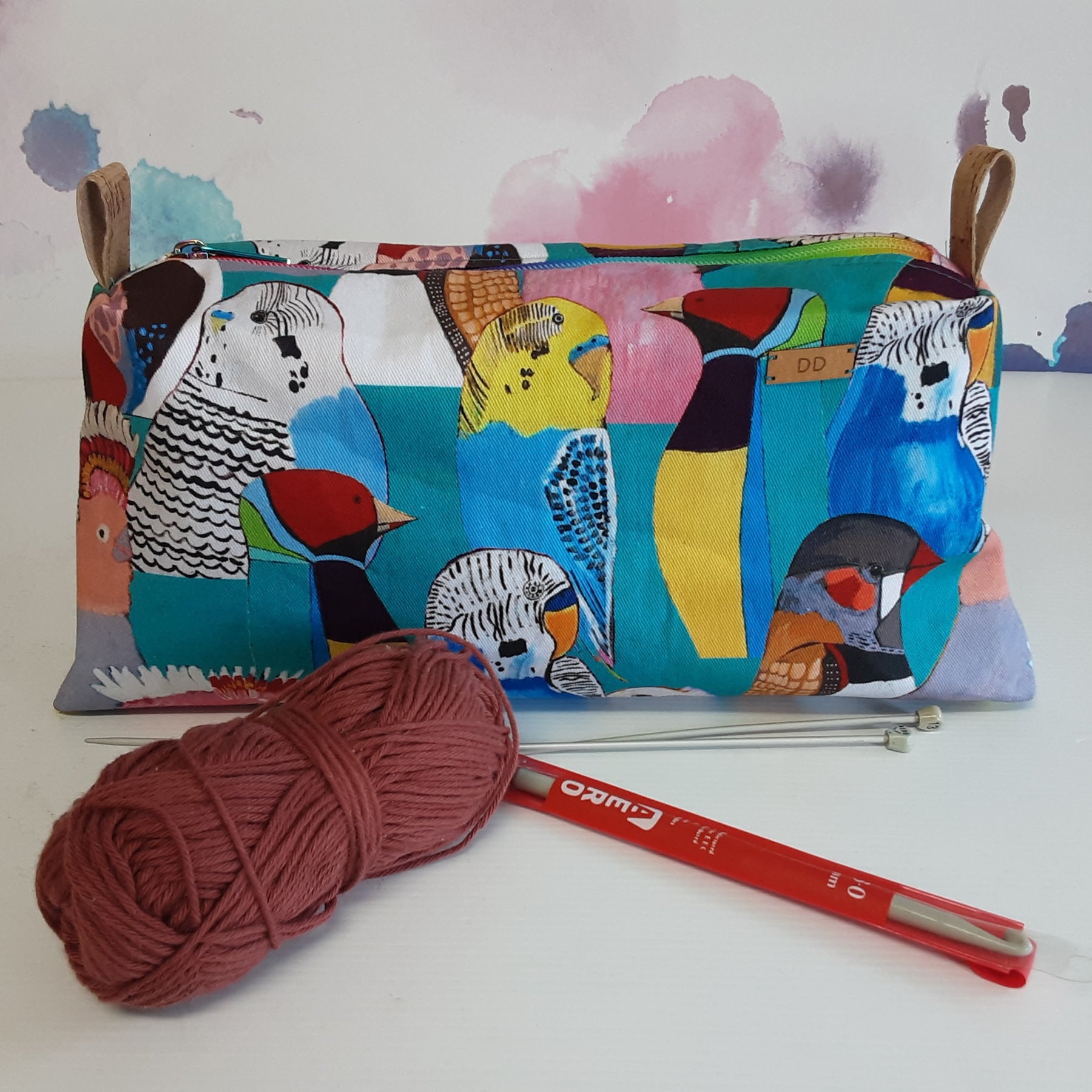 Handmade Zippered Pouch, Large Pencil Case for School or Work,  Waterproof Lined Makeup Bag