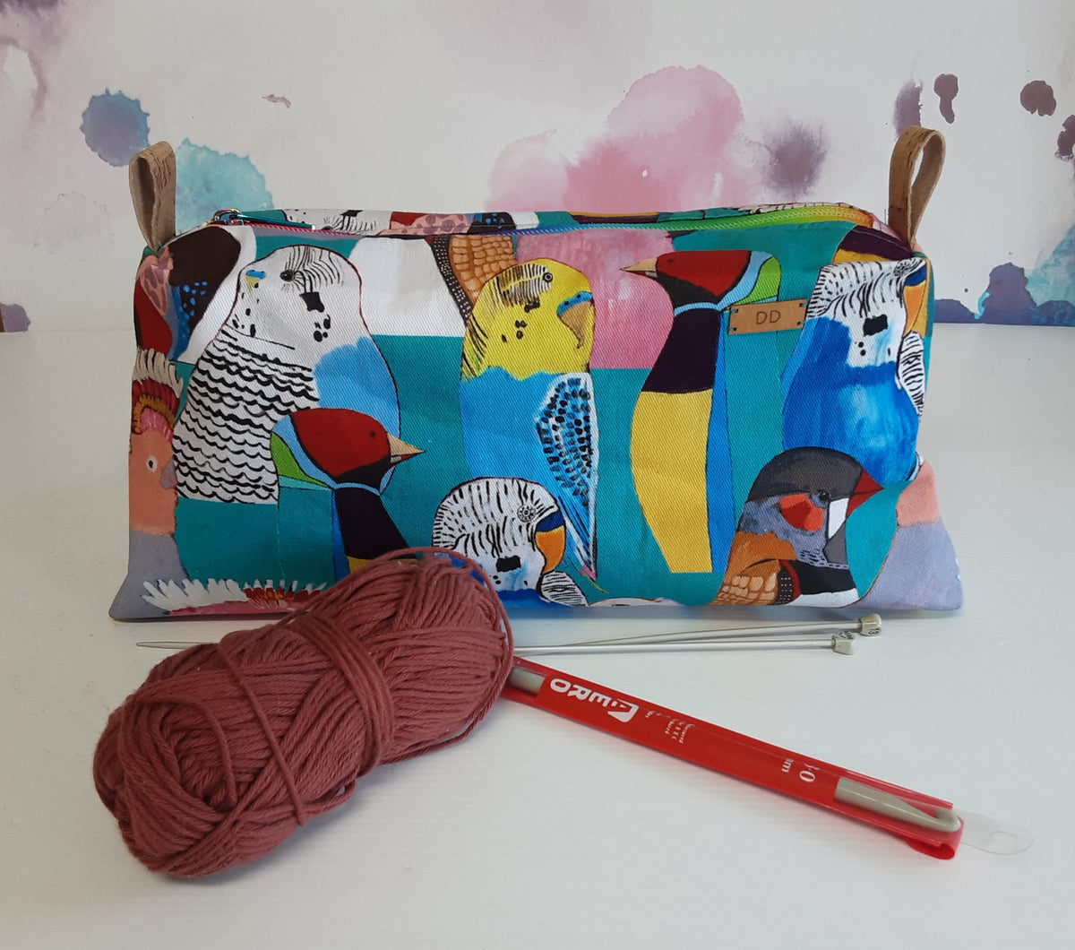 Handmade Zippered Pouch, Large Pencil Case for School or Work,  Waterproof Lined Makeup Bag
