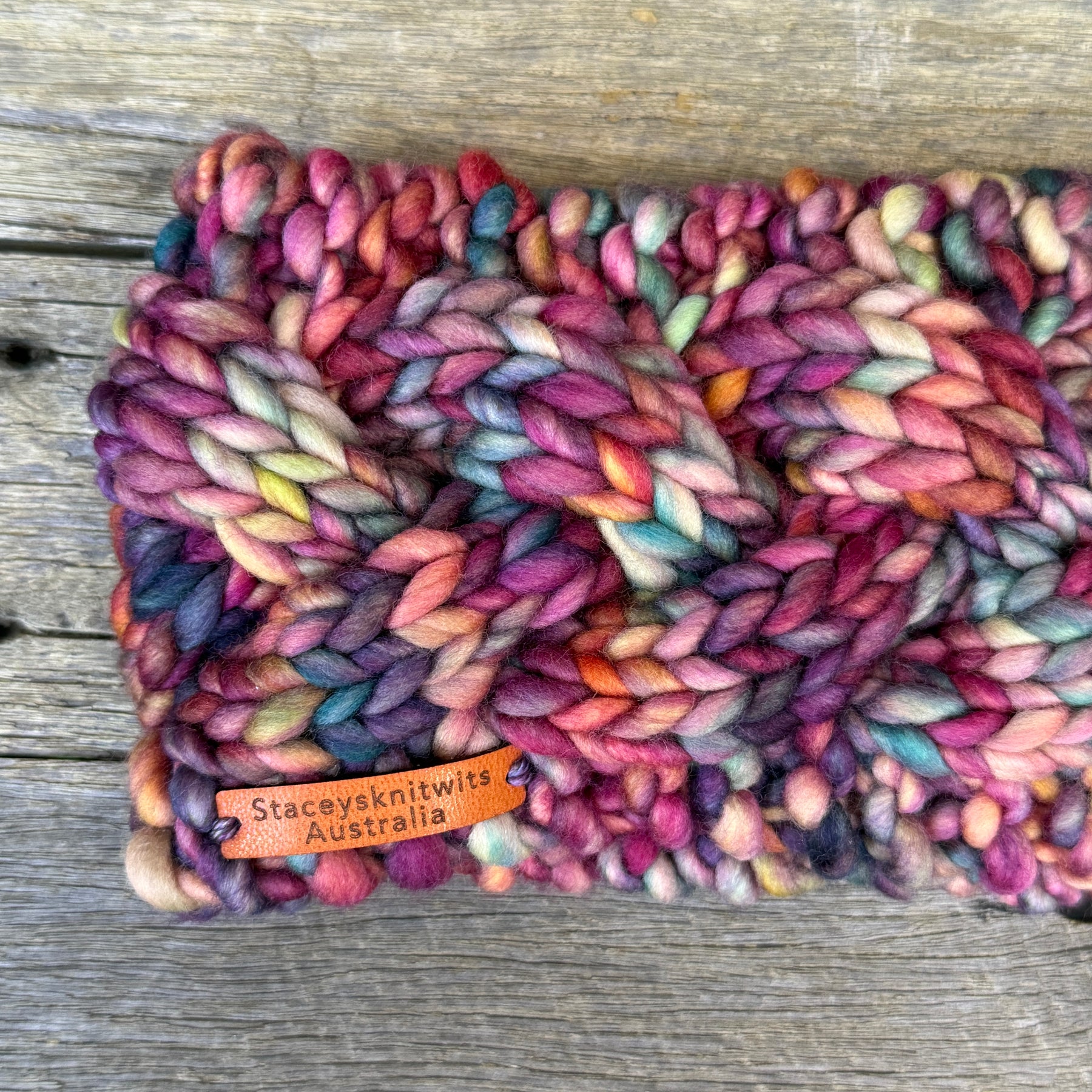 Hand Knitted Headband, Merino Soft Rainbow Headband