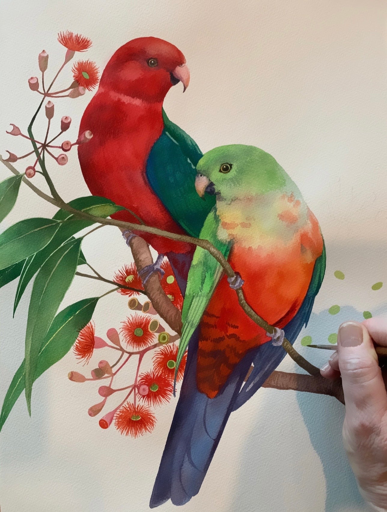 King Parrot pair art print by Debra Meier Art.