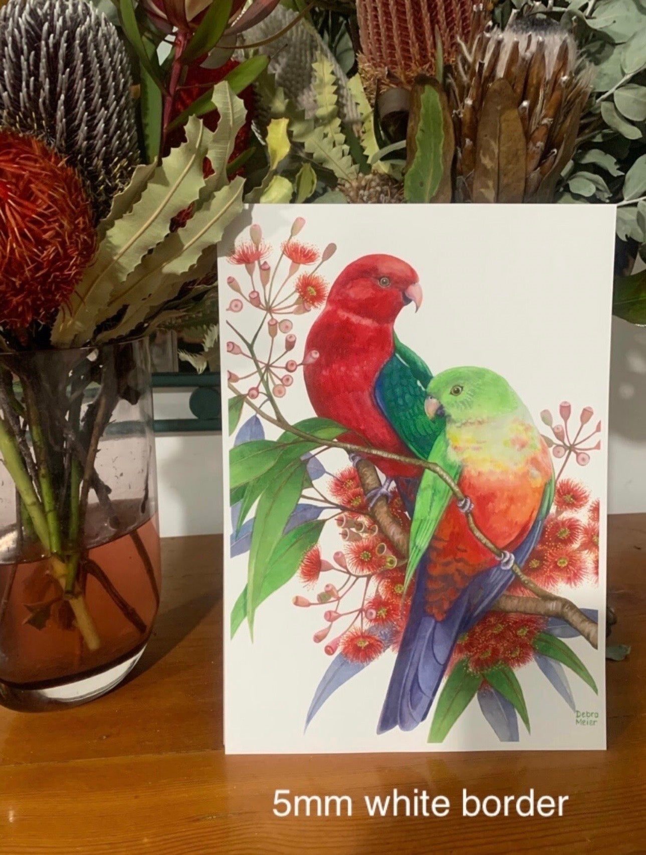 King Parrot pair art print by Debra Meier Art.