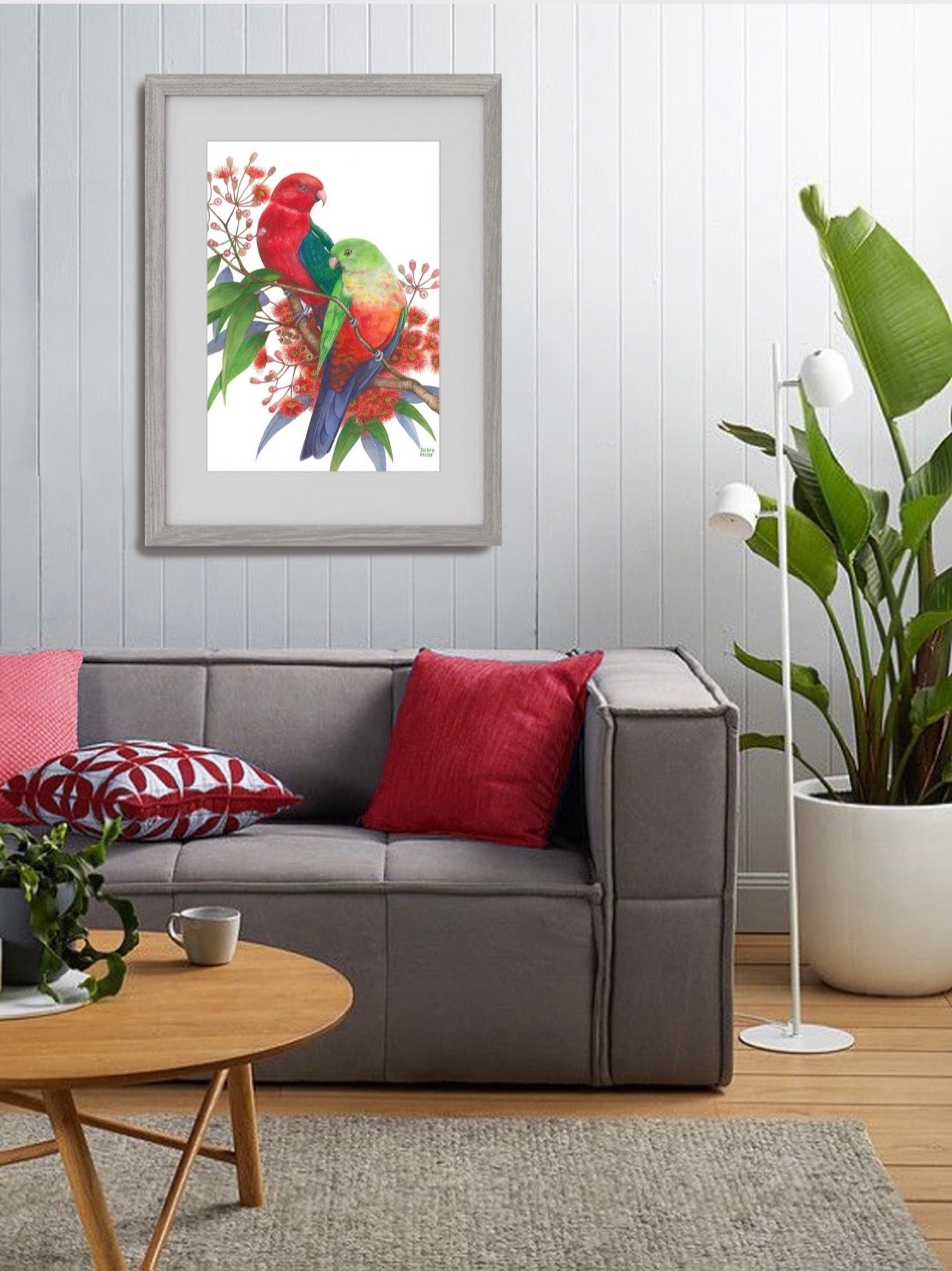 King Parrot pair art print by Debra Meier Art.