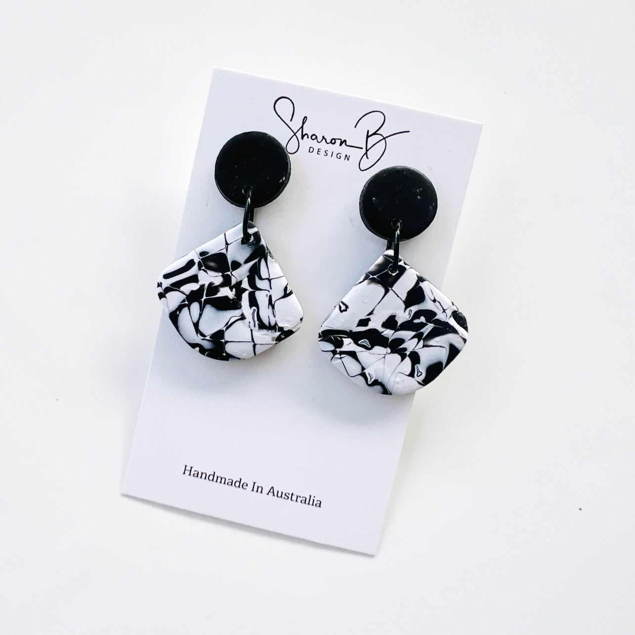 Earrings~Black & White Dangles