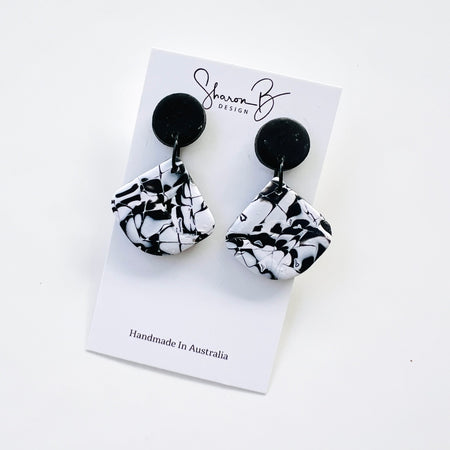 Earrings~Black & White Dangles