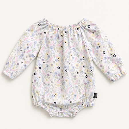White Flowers Long Sleeve Baby Seaside Rompers - (SIZES 000-0)