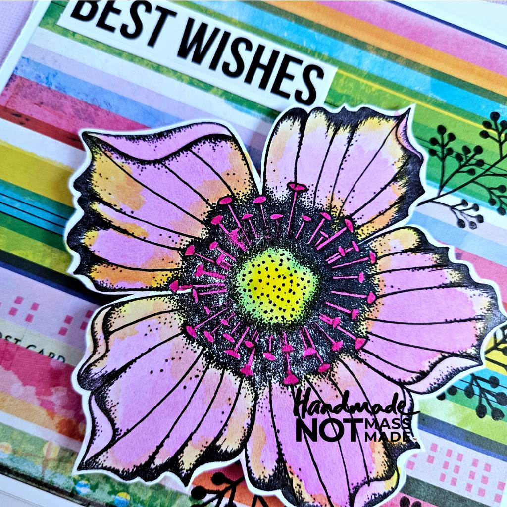 "Best wishes", pretty floral, blank birthday card
