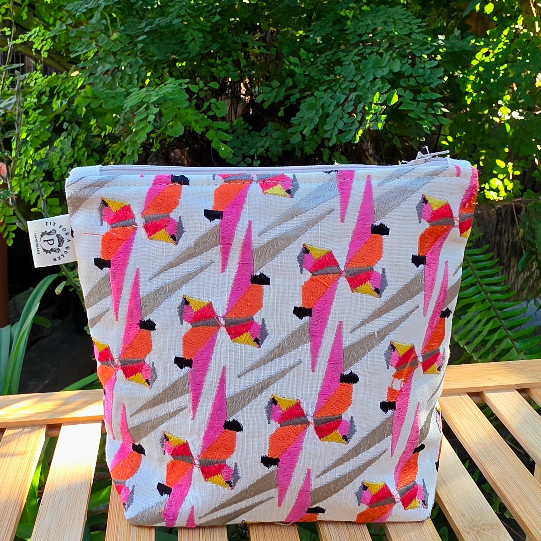 Upcycled Parrot Pouch | Handcrafted from Thrifted Cushion