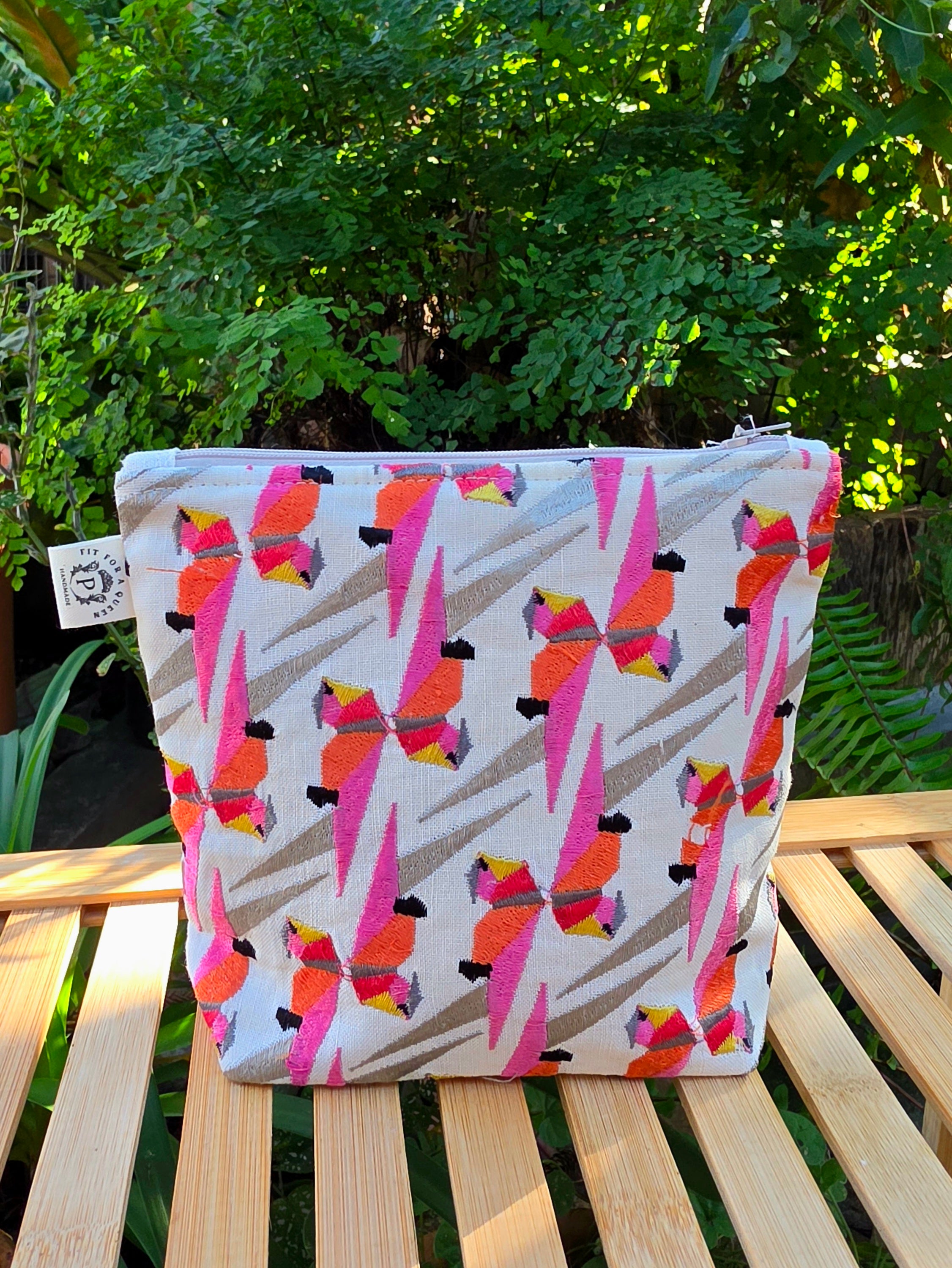 Upcycled Parrot Pouch | Handcrafted from Thrifted Cushion