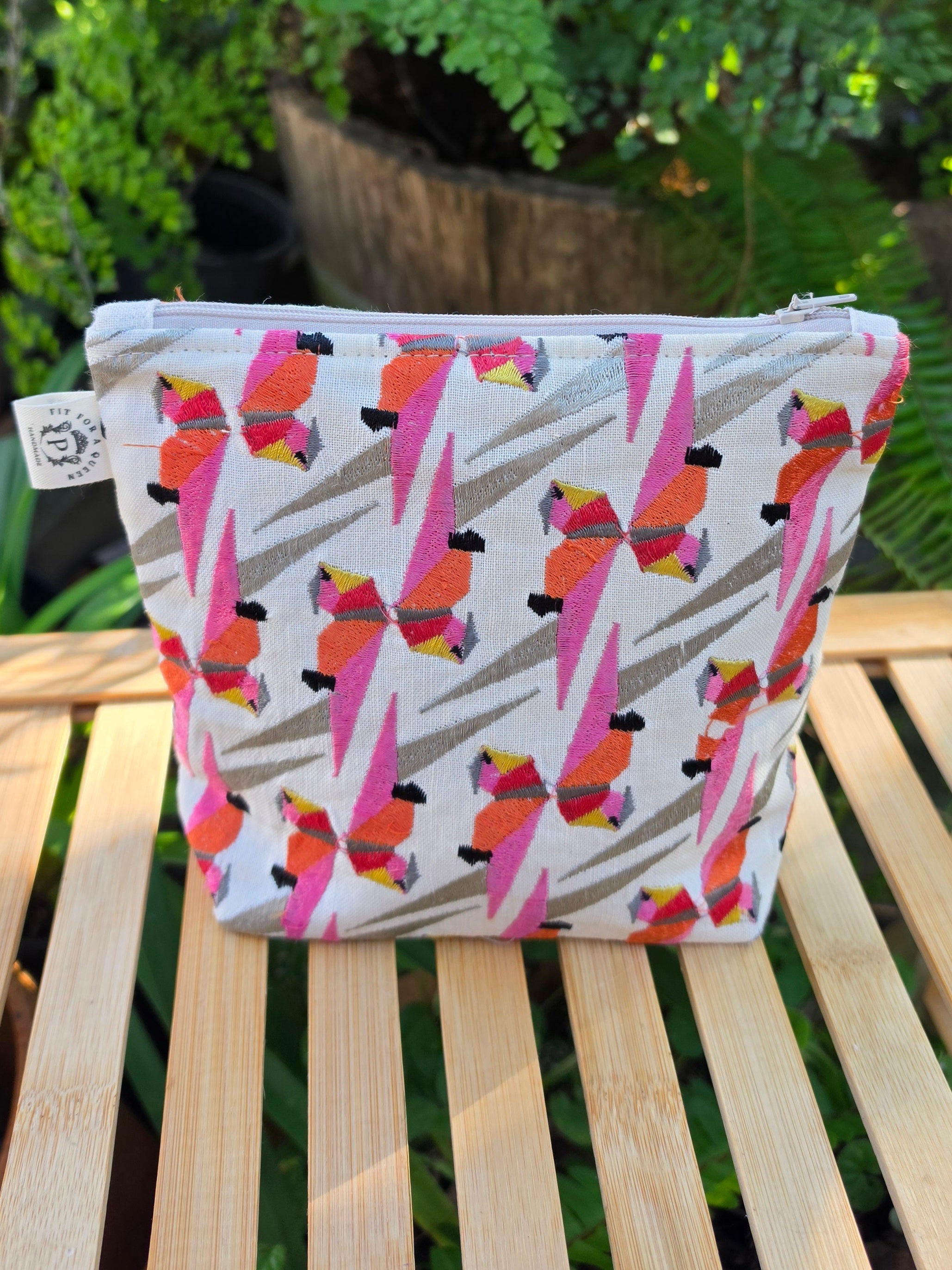 Upcycled Parrot Pouch | Handcrafted from Thrifted Cushion
