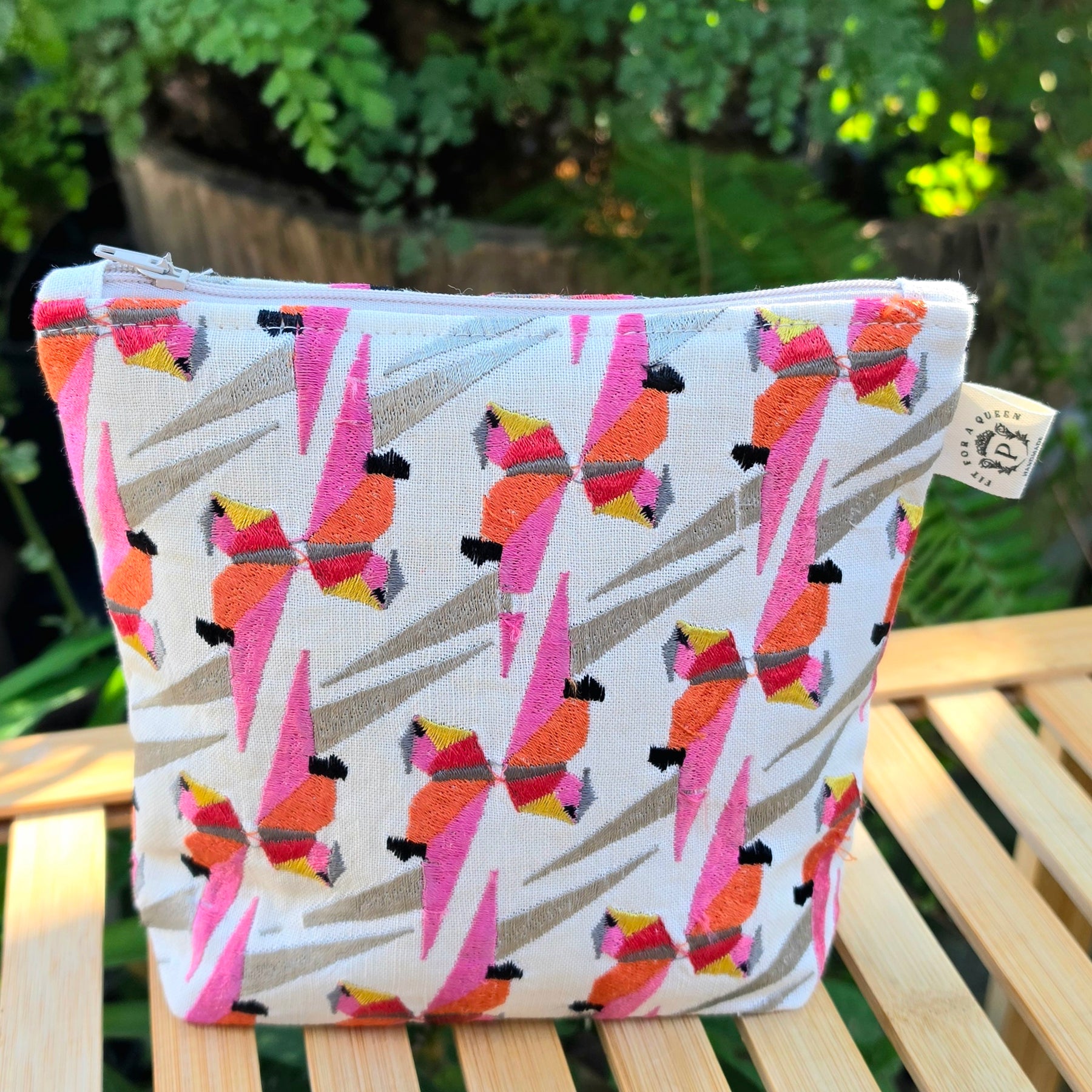 Upcycled Parrot Pouch | Handcrafted from Thrifted Cushion