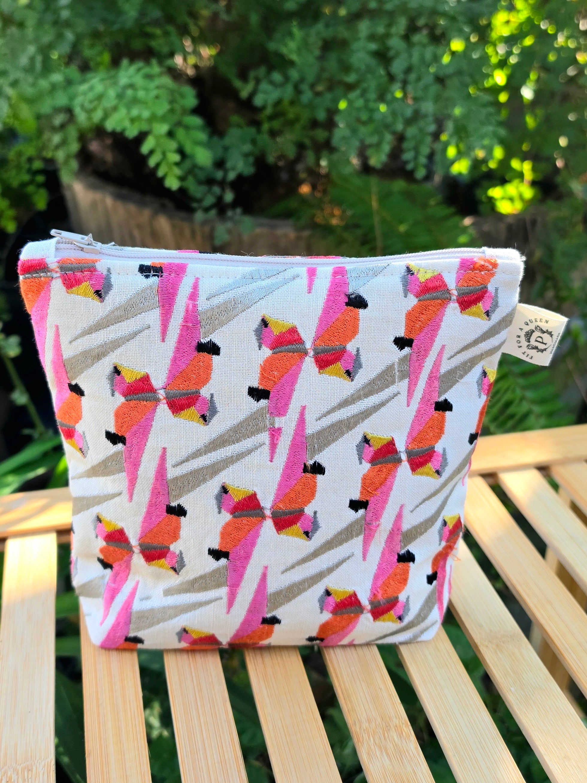 Upcycled Parrot Pouch | Handcrafted from Thrifted Cushion