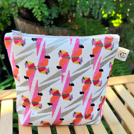 Upcycled Parrot Pouch | Handcrafted from Thrifted Cushion