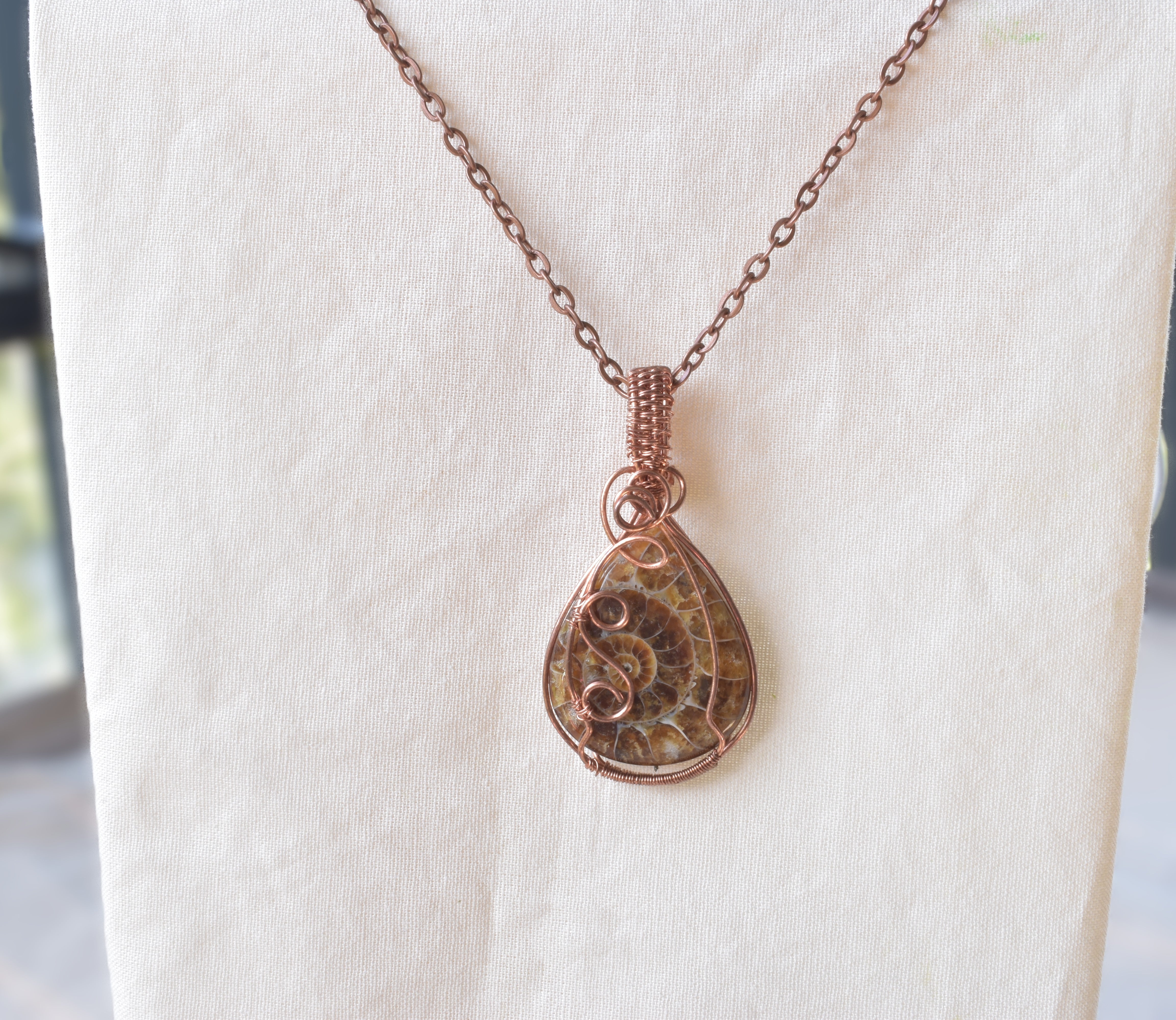 Before – Handcrafted Ammonite Copper Pendant