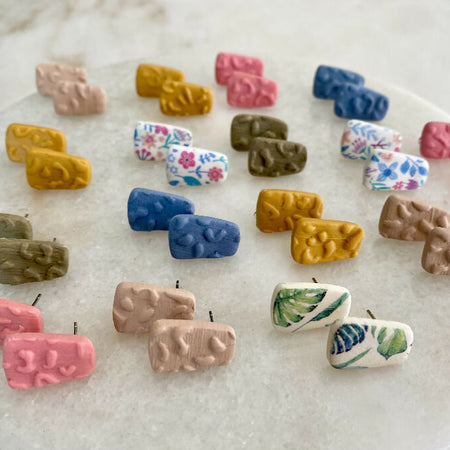 Polymer Clay Leopard print Embossed Studs - Choose colour