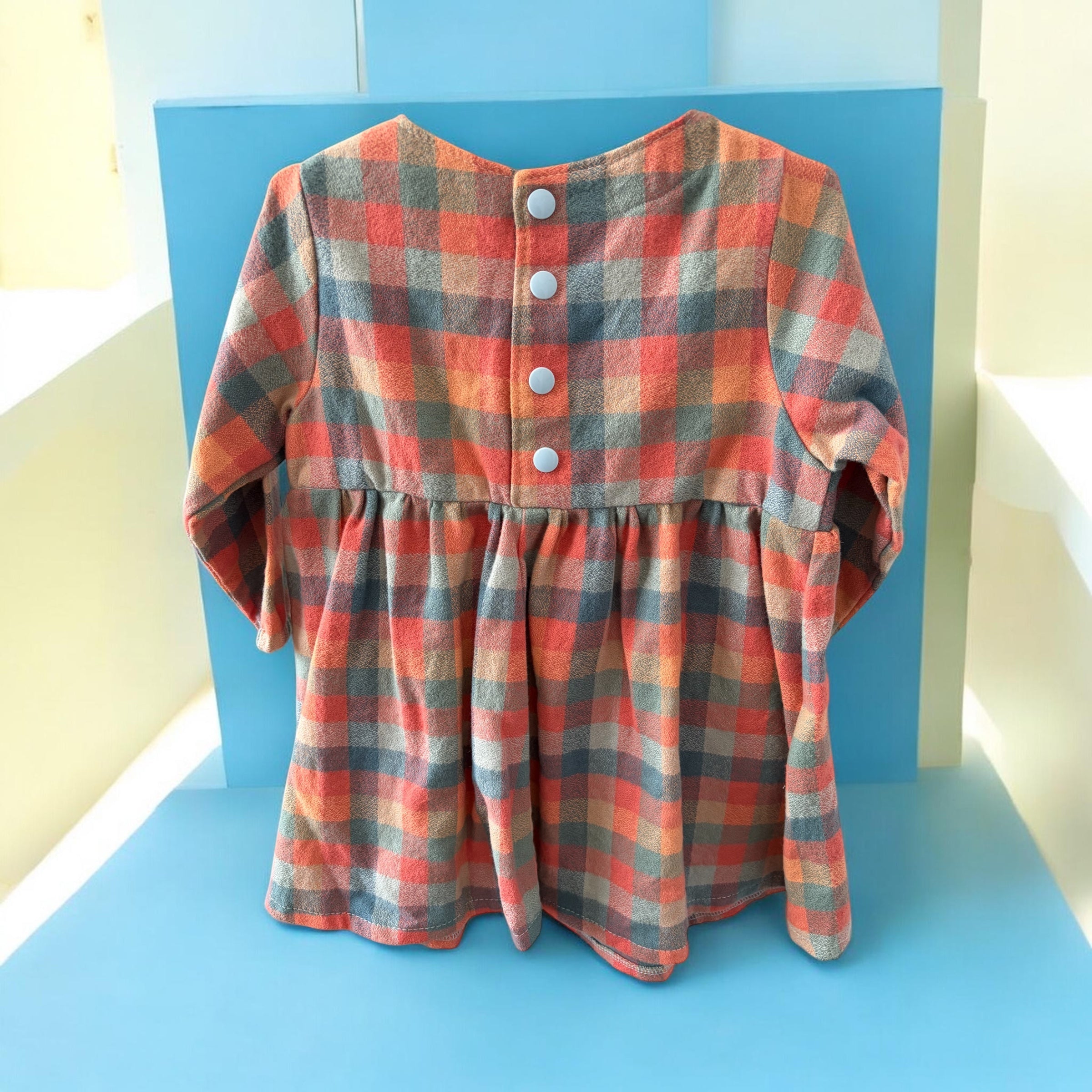 FLANNELETTE CHECK LONG SLEEVE DRESS