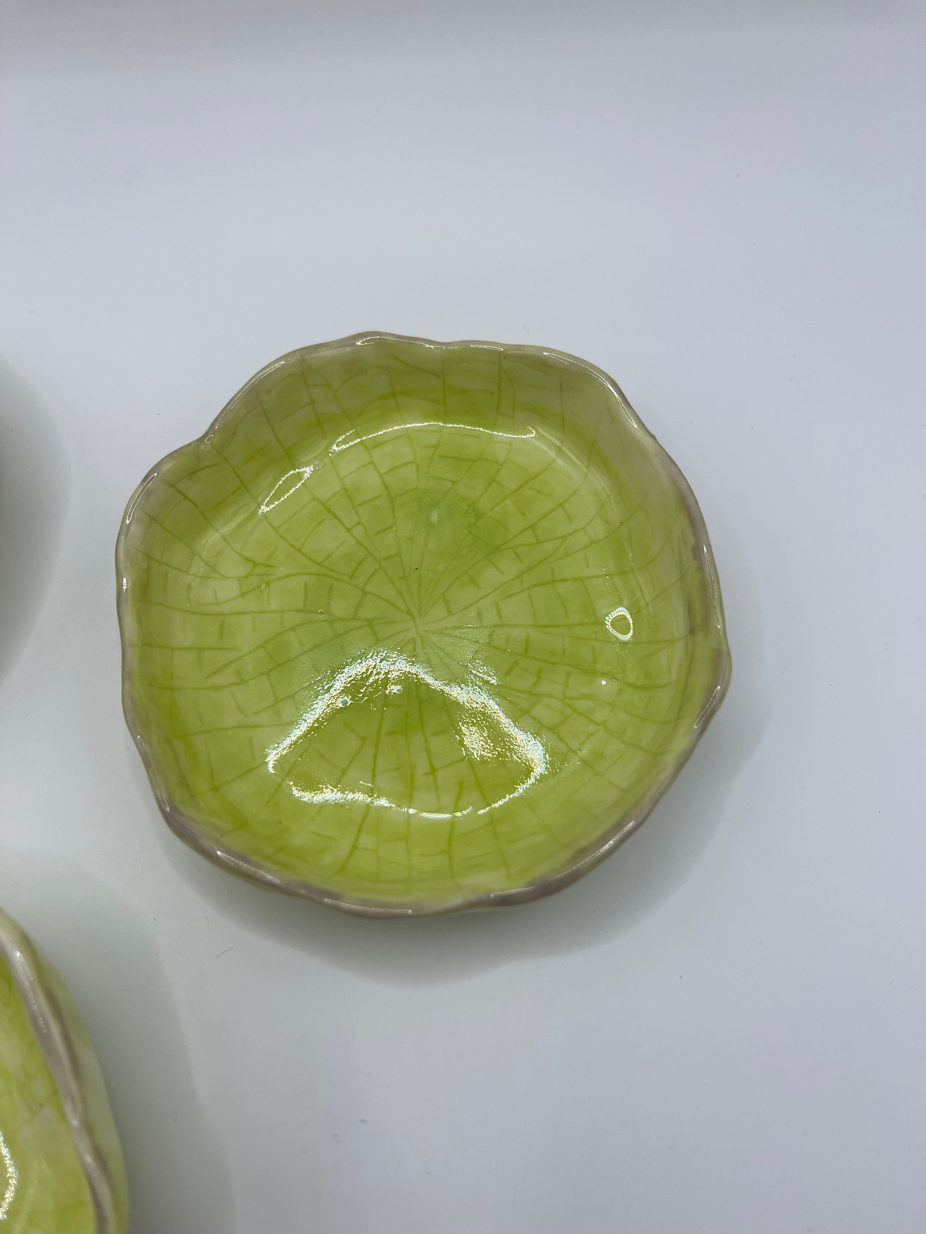 Handmade Porcelain Lilly Pad Condiment Dishes – Set of 3