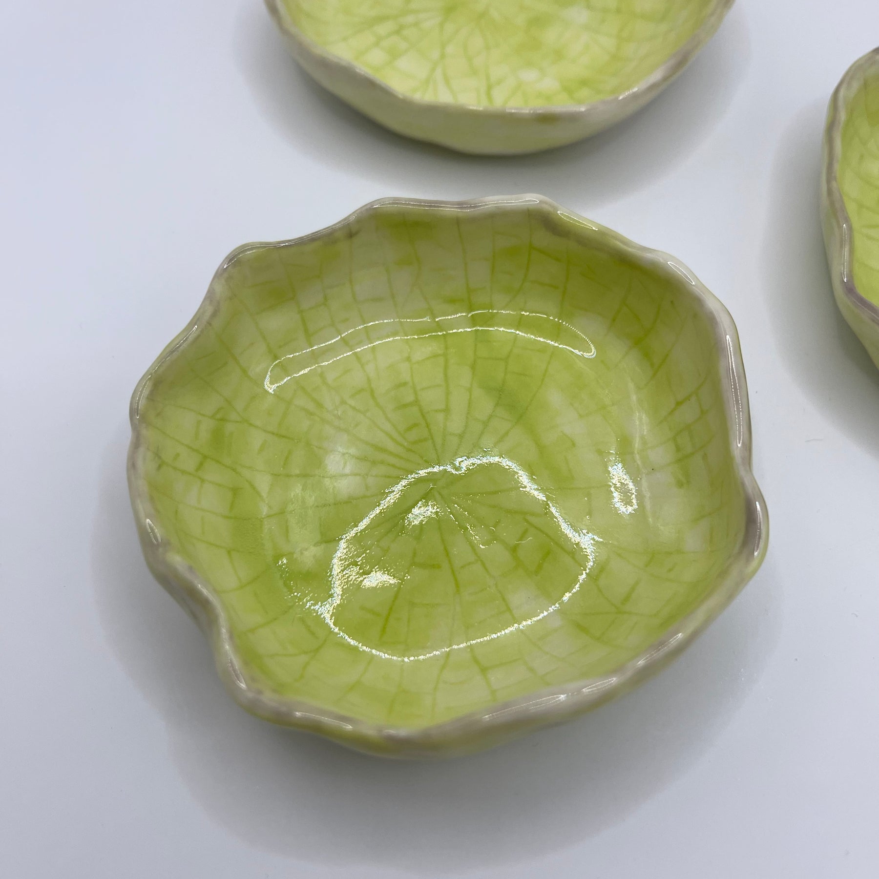 Handmade Porcelain Lilly Pad Condiment Dishes – Set of 3