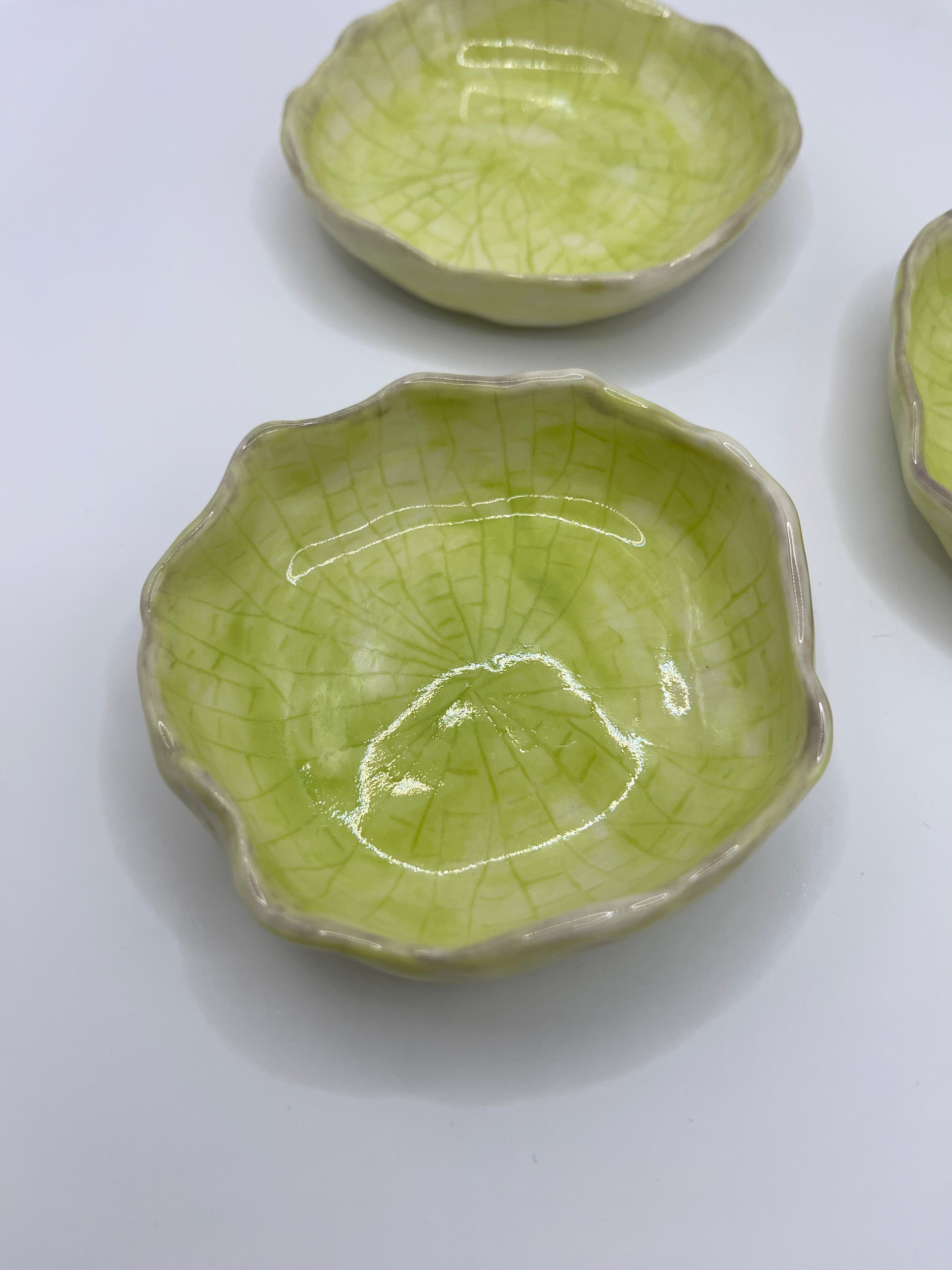 Handmade Porcelain Lilly Pad Condiment Dishes – Set of 3