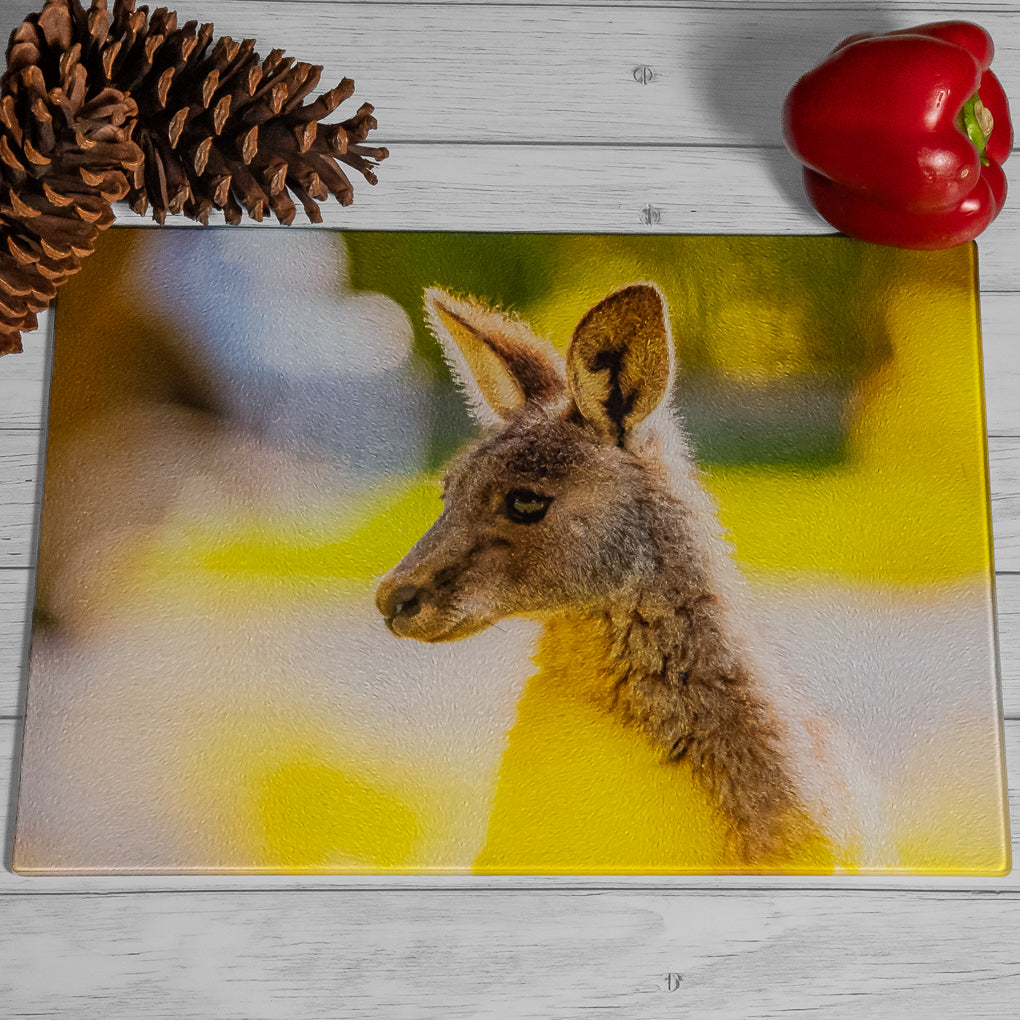 Kangaroo Chopping Board - Tempered Glass
