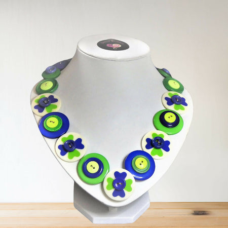 Button necklace - Four Leaf Clover