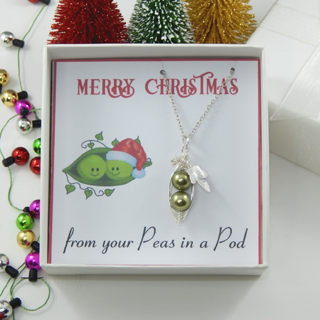 Two Peas in a Pod Best Friends Necklace Christmas Gift