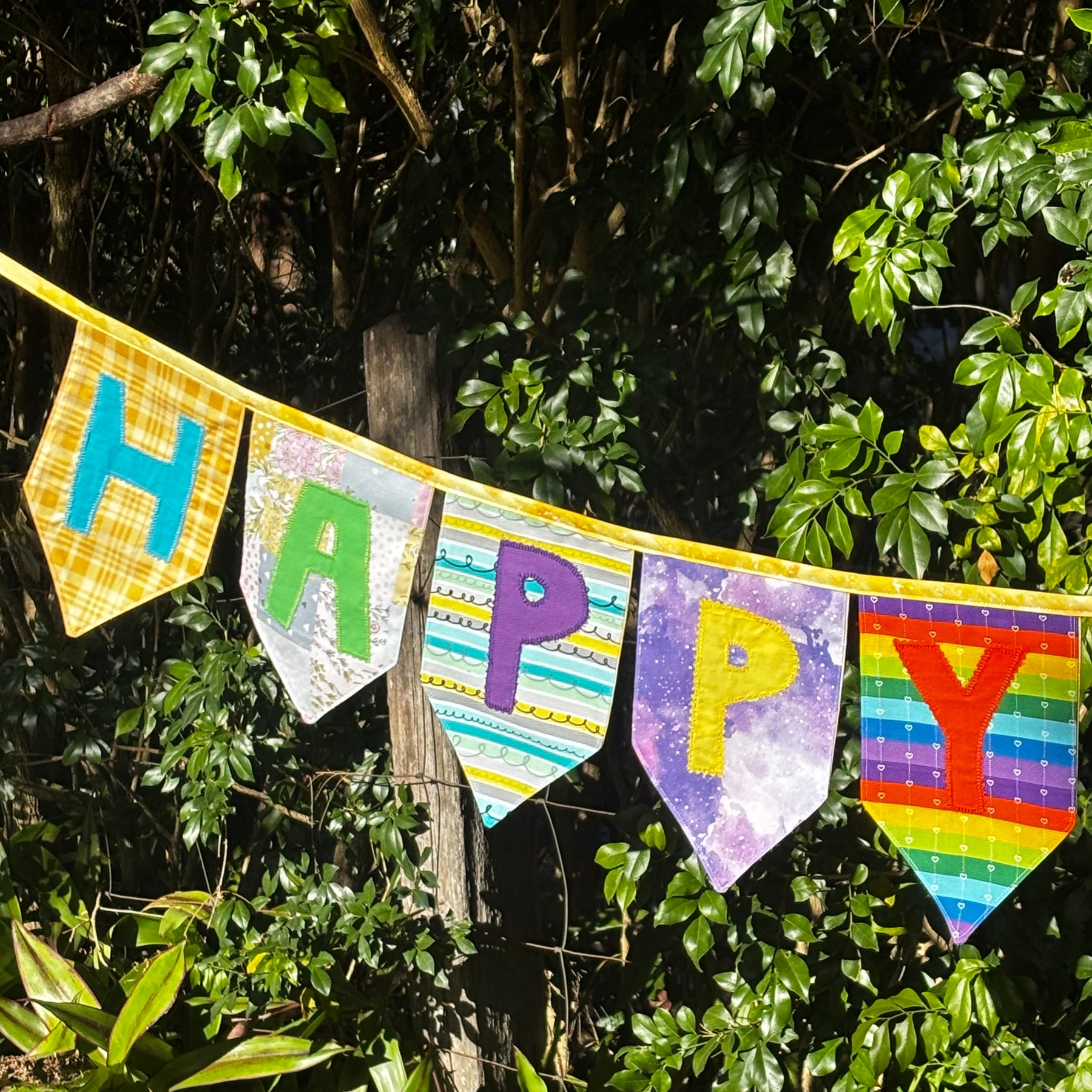 Custom Happy Birthday Fabric Bunting | Handmade Reusable Birthday Decoration