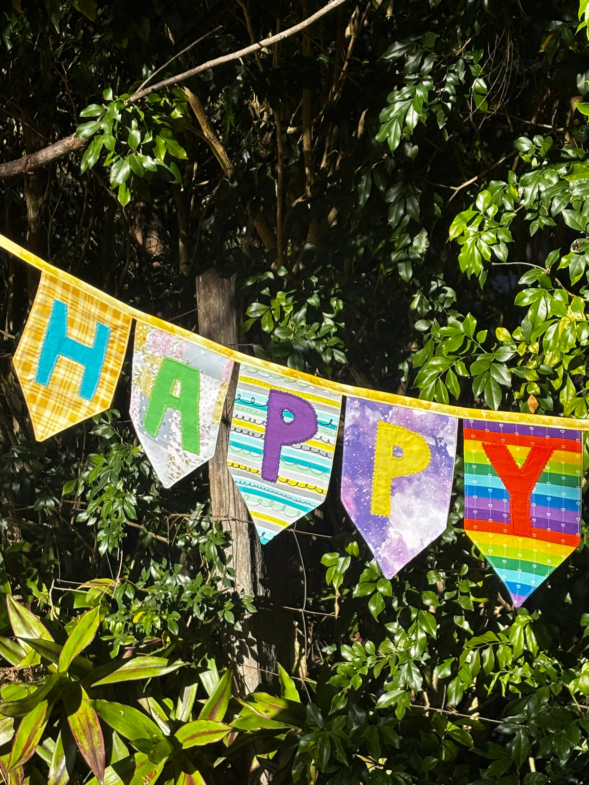 Custom Happy Birthday Fabric Bunting | Handmade Reusable Birthday Decoration