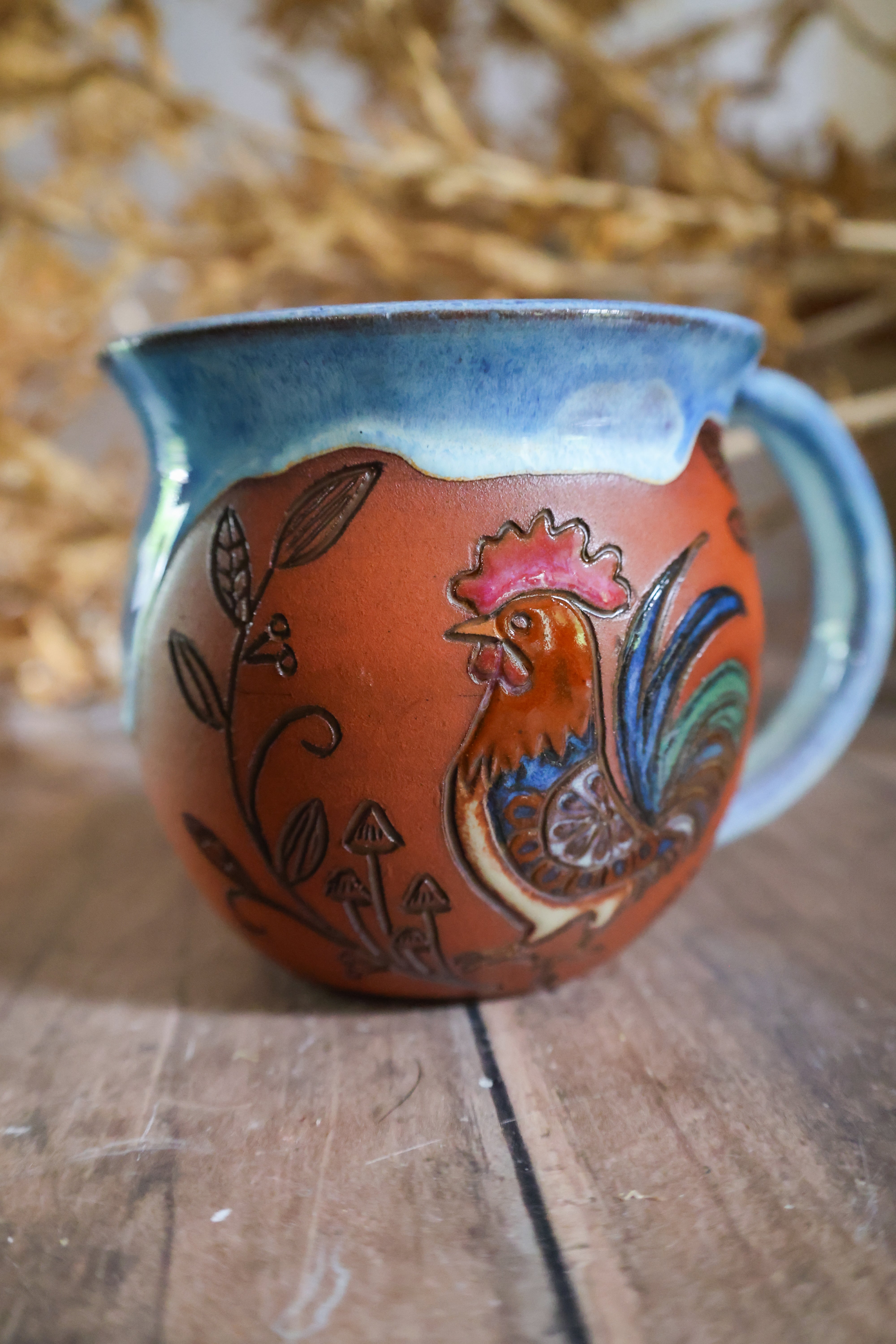 Hand Painted Ceramic Chicken Mug