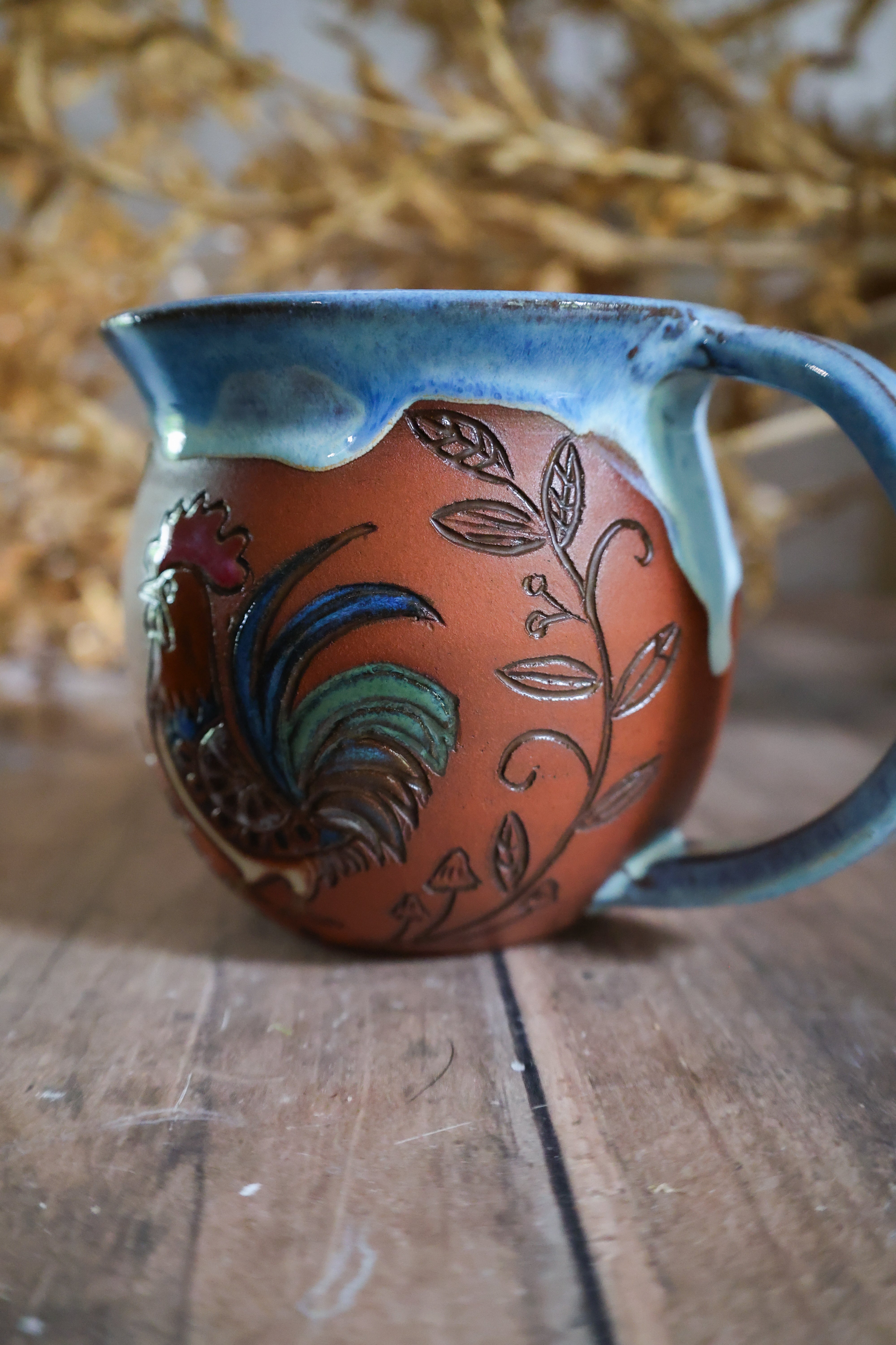 Hand Painted Ceramic Chicken Mug