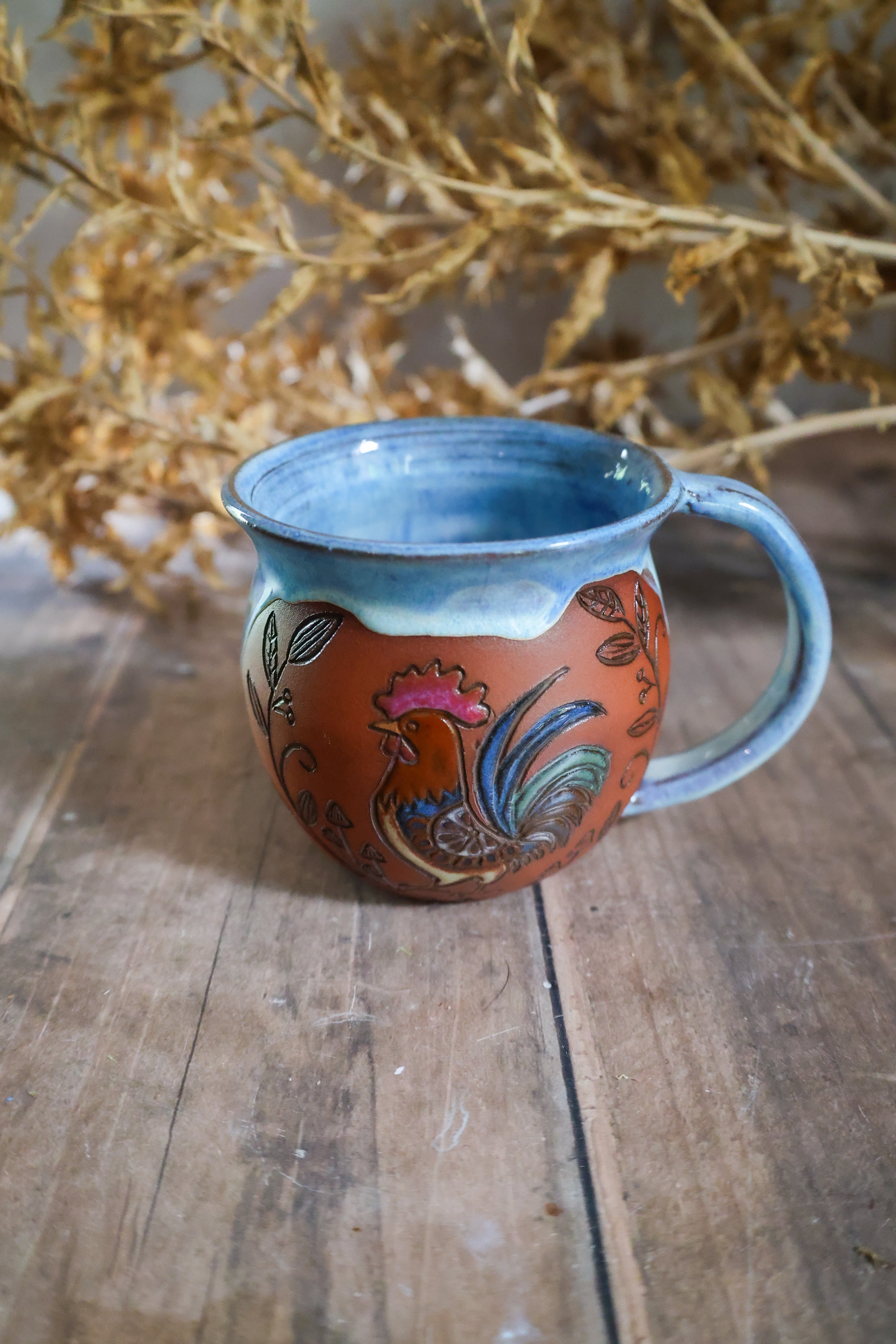 Hand Painted Ceramic Chicken Mug