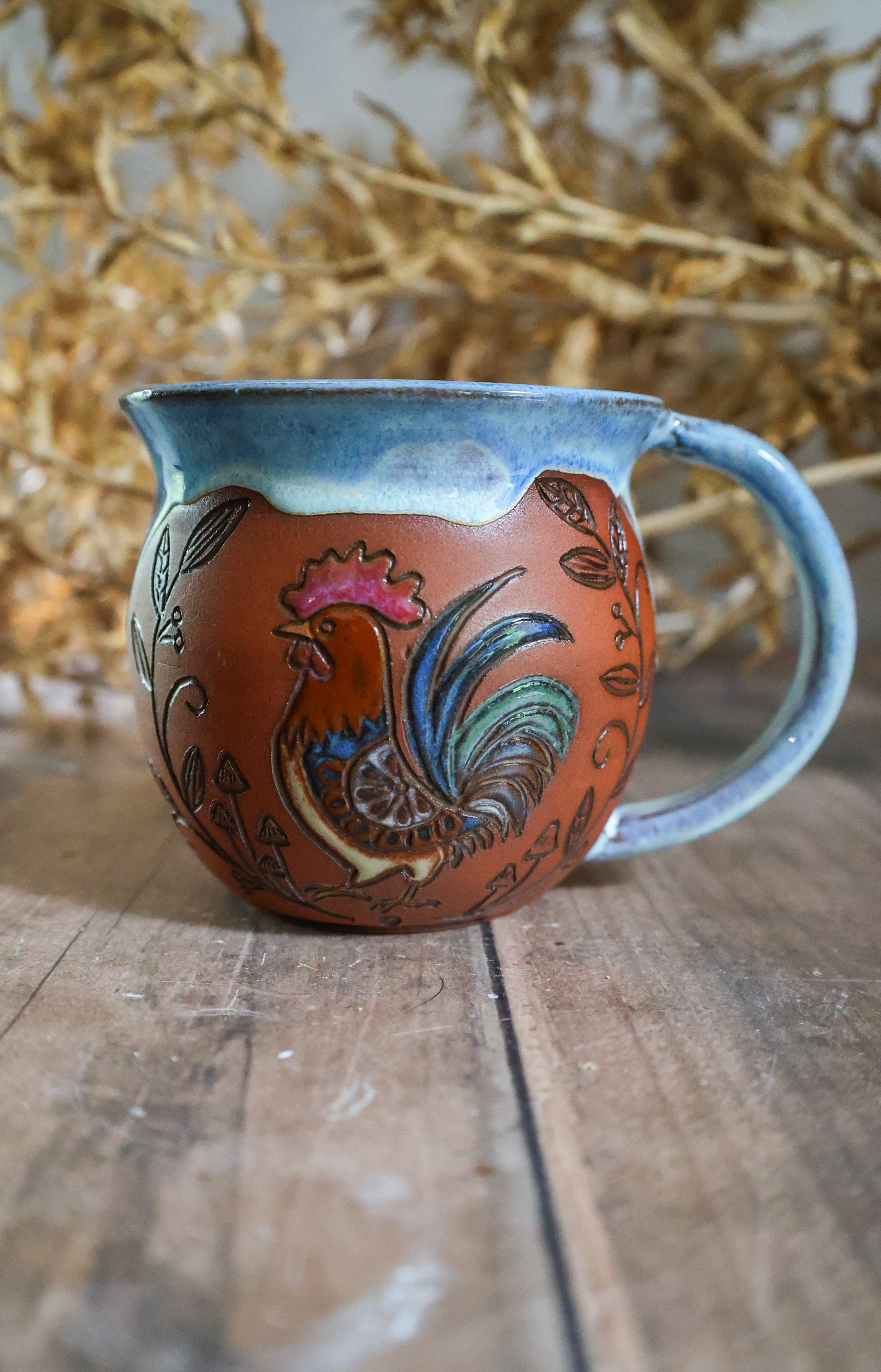 Hand Painted Ceramic Chicken Mug