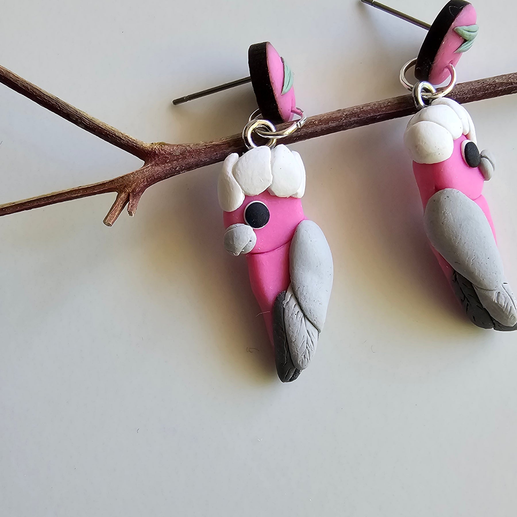 Pink Galah Hand Made Dangle Earrings .