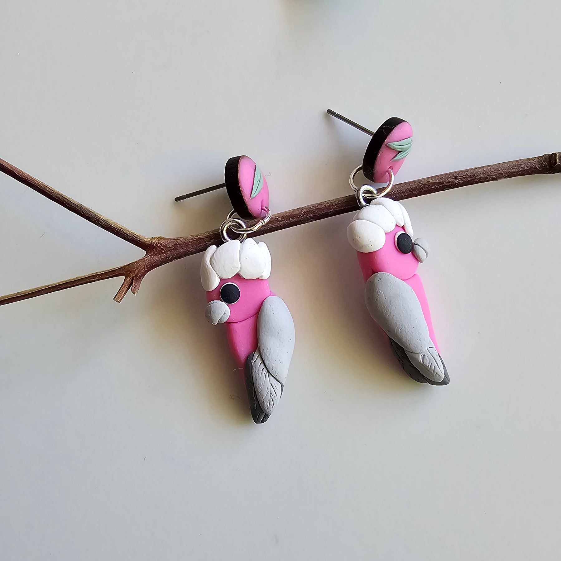 Pink Galah Hand Made Dangle Earrings .