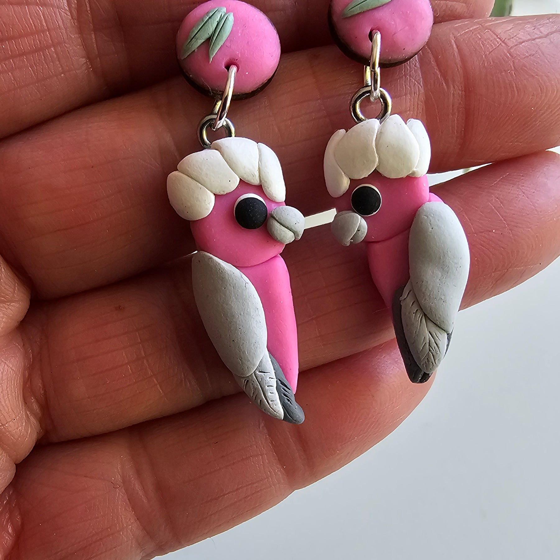 Pink Galah Hand Made Dangle Earrings .